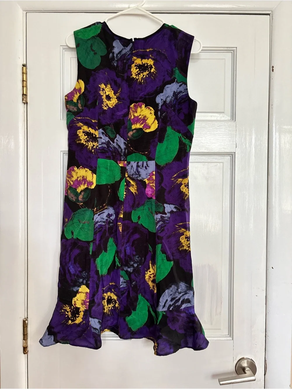 ERDEM Women’s Midi Purple Green and Yellow Floral Shift Dress - Size 8